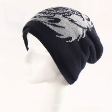 Mens Soft Stretch invierno punto doble capa León jacquard gorro cálido Beanie Hat (HW421)